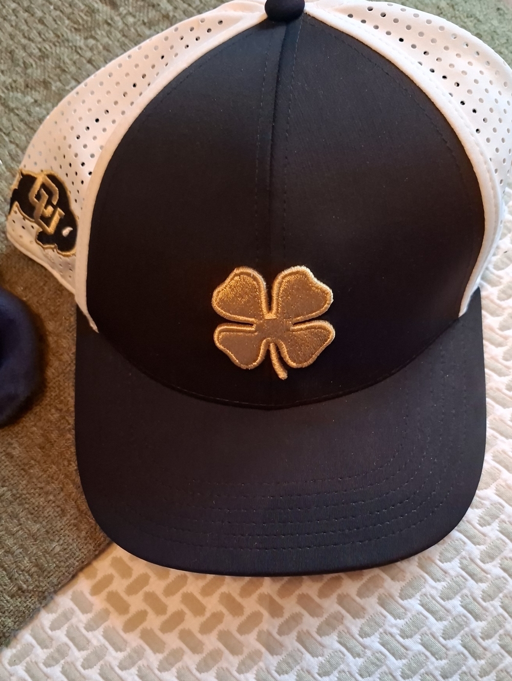 COLORADO BOULDER BUFFS Black and White Baseball Cap with Gold Clover Patch